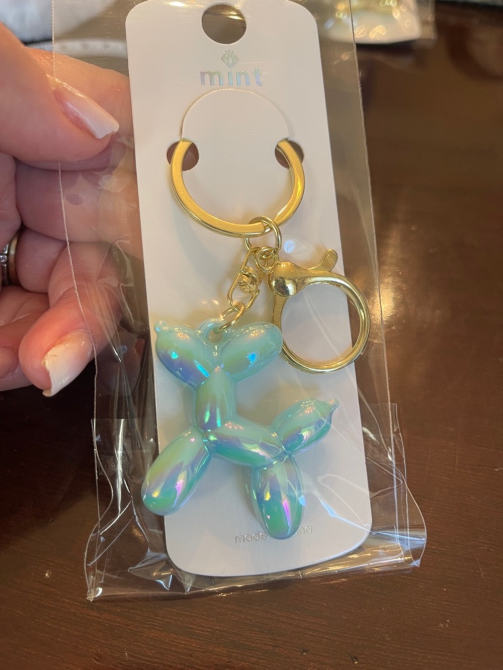 Blue Balloon Dog Keychain purse backpack charm key Holder Charm lobster clasp